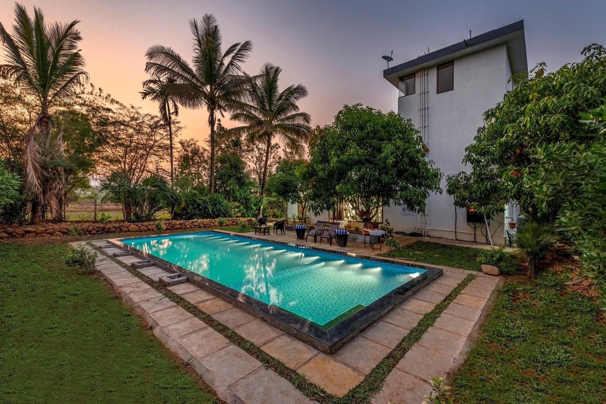 Saffronstays Lakeview Nivara - Farm Stay Villa With Private Pool Near Pune Exterior photo